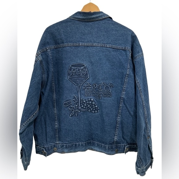 Disney Epcot Food Wine Festival 2008 Embossed Tyca Denim Made in USA Jacket - L - Picture 1 of 7